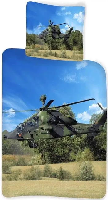 Billede af Sengetøj 140x200 cm - Militær helikopter - Dynebetræk i 100% bomuld - Børnesengetøj